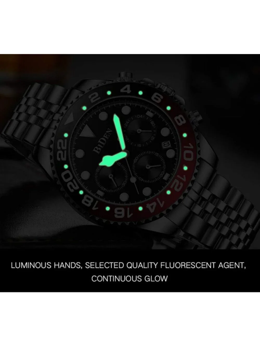 Luxury Stainless Steel Men's Watch - Luminous Analog Chronograph, Stylish